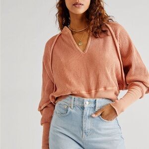 Free People Aubrey Thermal Pullover - Savannah Red (S)